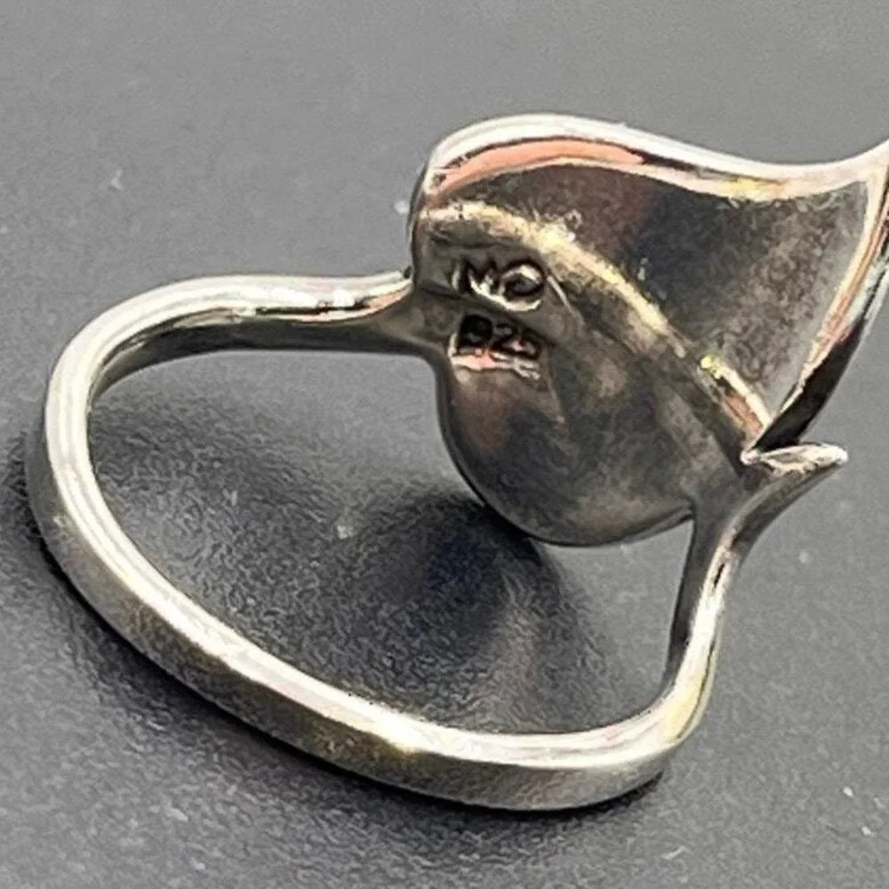 Marsala Marcasite 925 Sterling Silver Leaf Swirl Ring 3 grams Sz 6.75